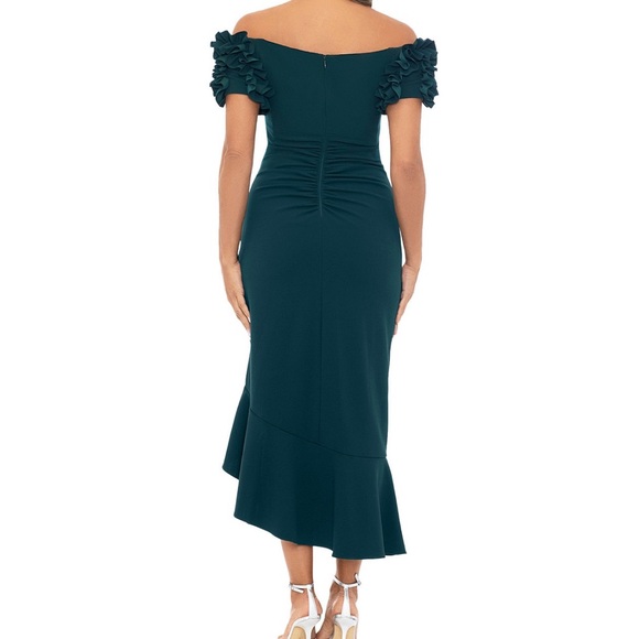 Women's Off-The-Shoulder Scuba Crepe Midi Dress - Picture 7 of 9
